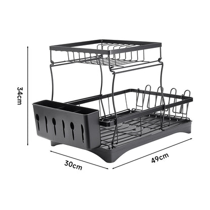 Steel Dish Rack with Utensil and Glass Holder