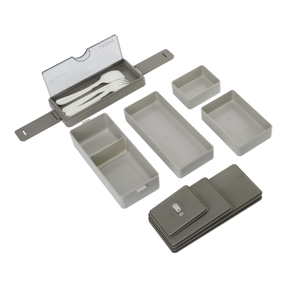 3-Layer Bento-Style Plastic Lunch Box with Cutlery