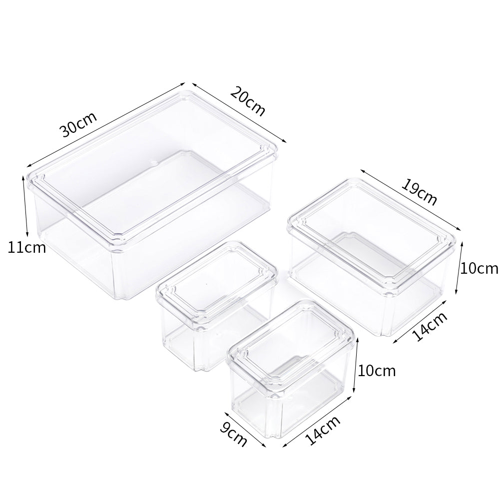 4Pcs Transparent Refrigerator Bins Organizer Set