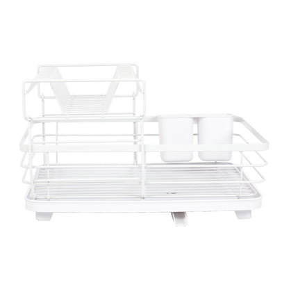 2-Tier Metal Dish Rack with Utensil Holder Dish Drainer for Kitchen Counter