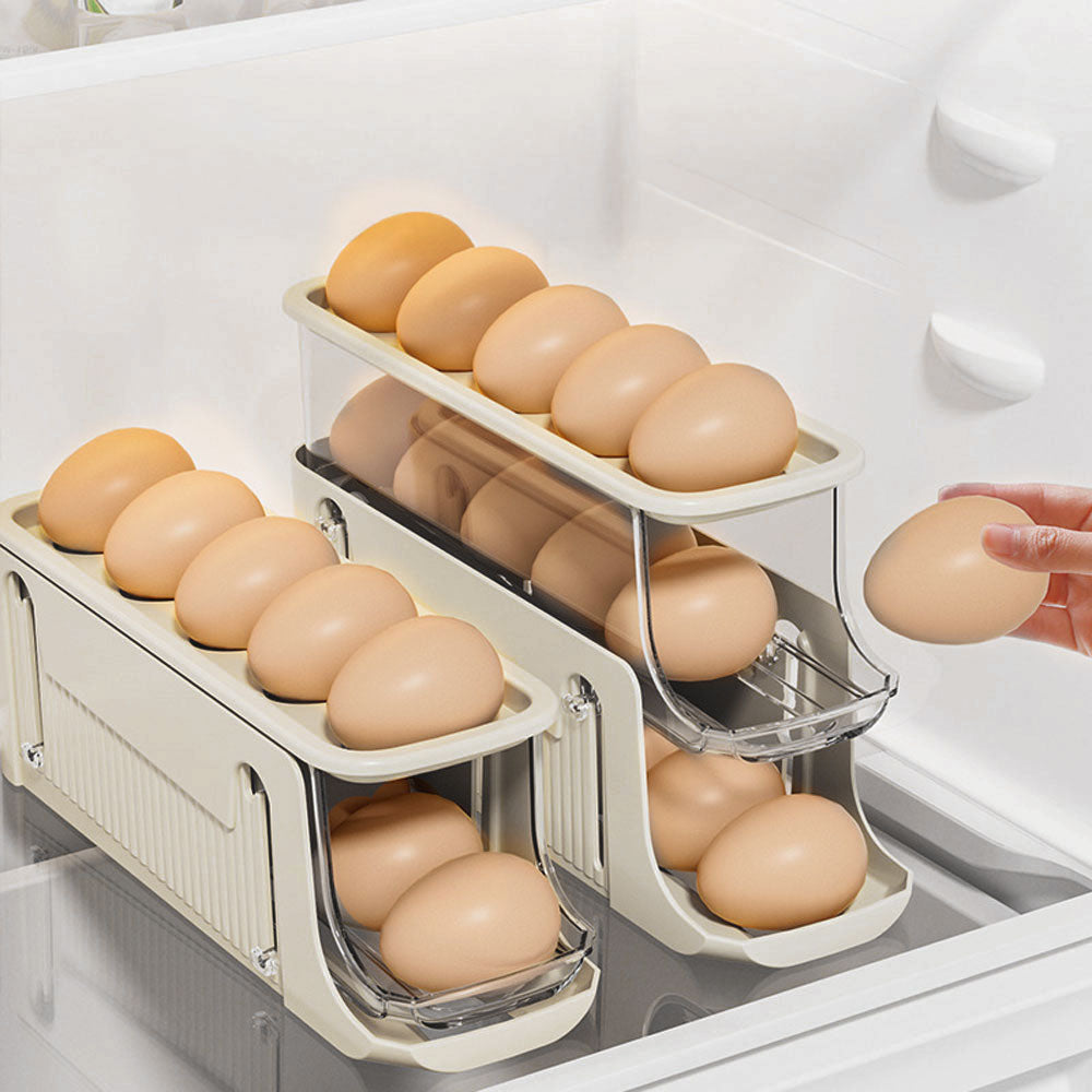 3-Layer Expandable Scrolling Egg Holder Storage Rack