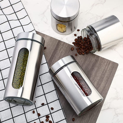 Set of 4 Stainless Steel Food Storage Containers