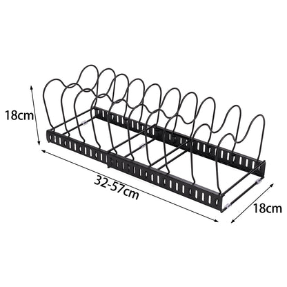 Expandable Pot Pan Lid Rack Pan Organiser with 10 Dividers