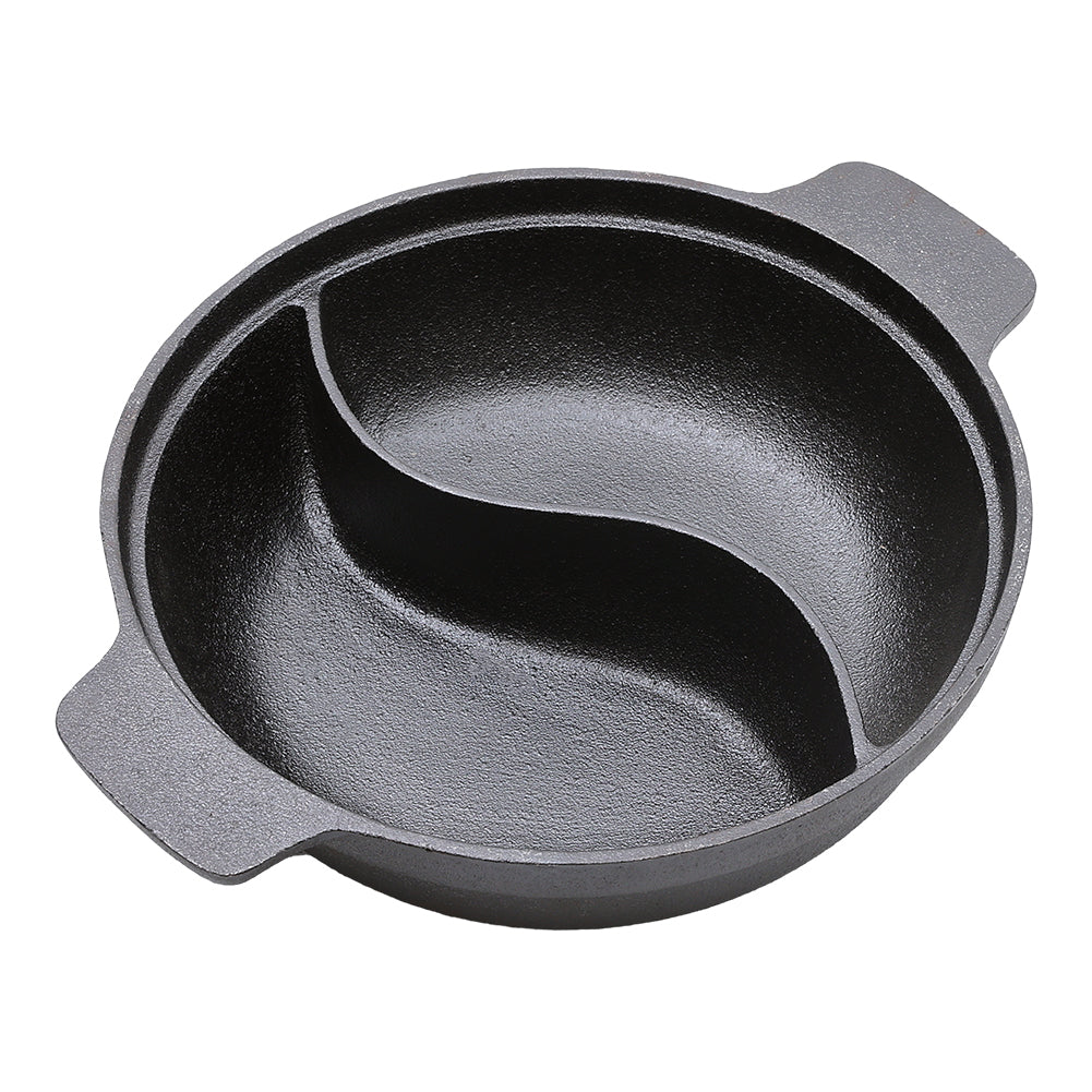 Black Cast Iron Hot Pot with Divider