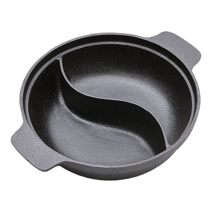 Black Cast Iron Hot Pot with Divider