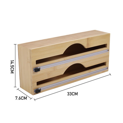 2-tier Bamboo Wall Mounted Wrap Dispenser with Cutters