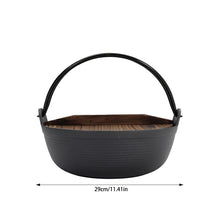 29cm Cast Iron Pot with Wooden Lid for Campfire Cooking