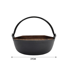 27cm Cast Iron Pot with Wooden Lid for Campfire Cooking