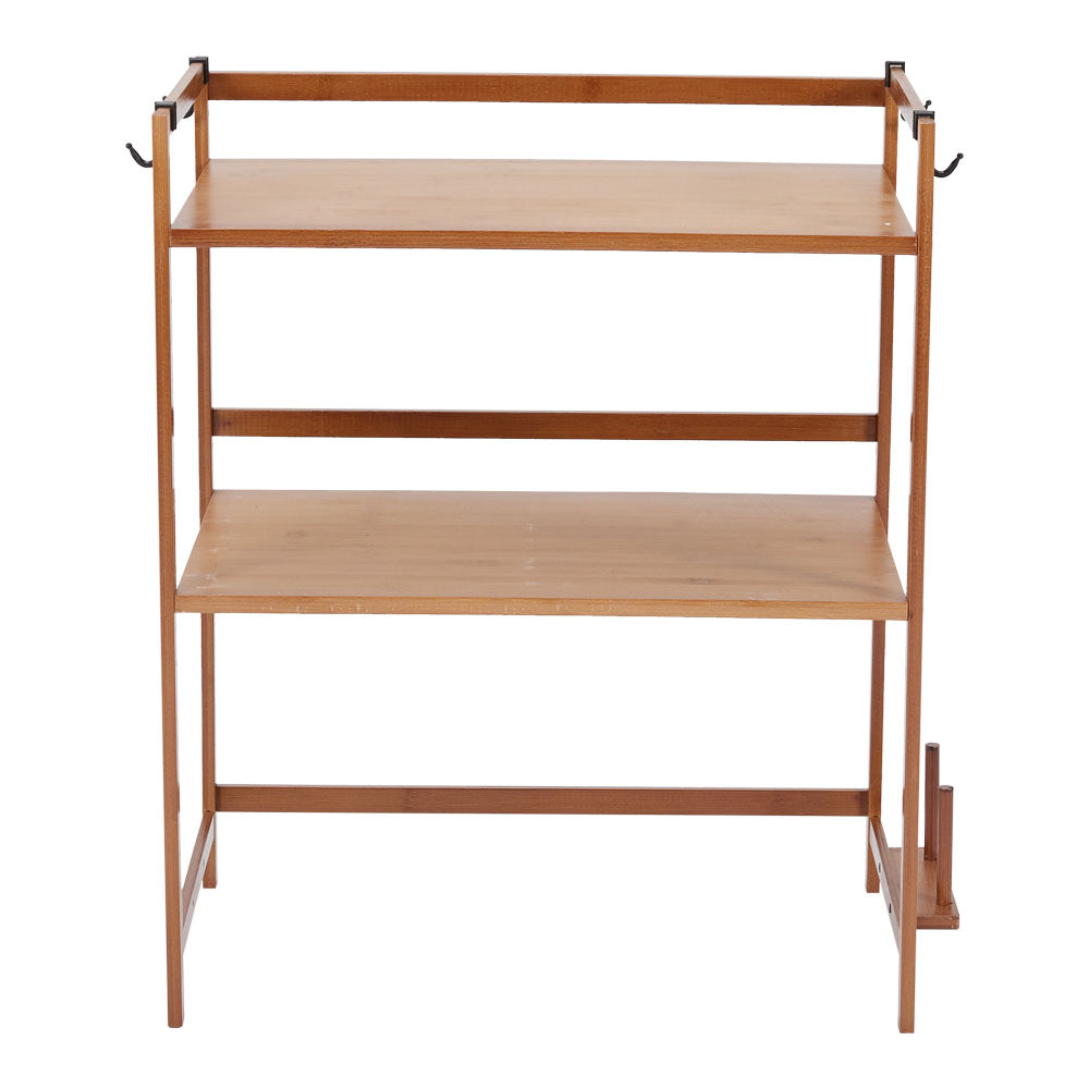 Wooden Brown Spice Rack Organizer with Hooks