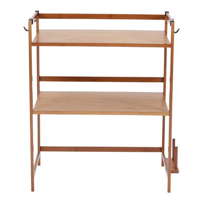 Wooden Brown Spice Rack Organizer with Hooks