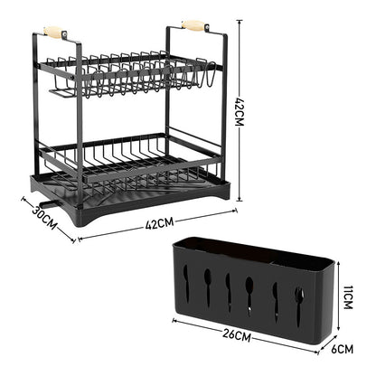 2-Tier Dish Drainer with Utensil Holder