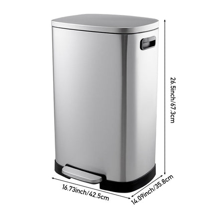 50L Stainless Steel Step Open Trash Can