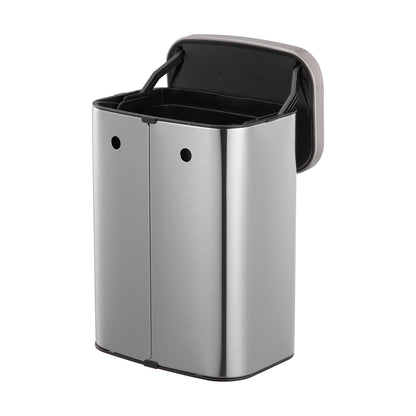 8L Stainless Steel Hanging Trash Bin with Lid Kitchen Garbage Can