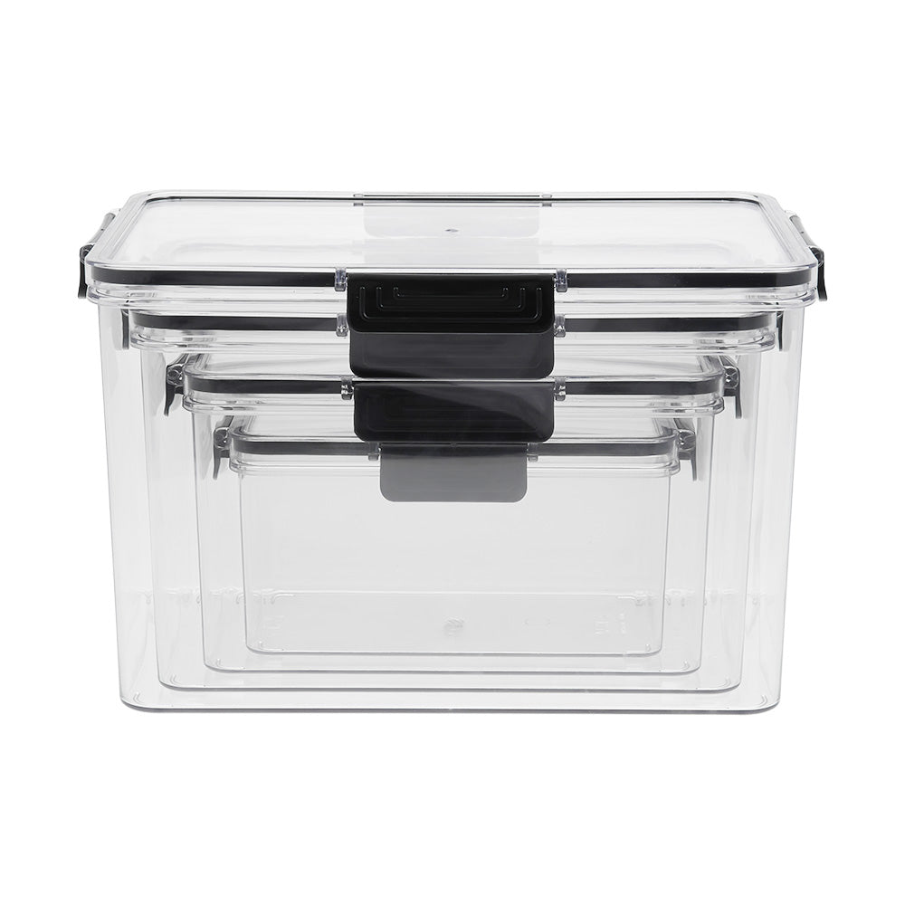 Set of 4 Stackable Clear Storage Boxes Fridge Organisers