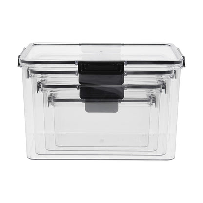 Set of 4 Stackable Clear Storage Boxes Fridge Organisers