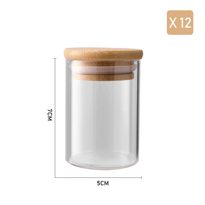 12Pcs Glass Spice Jar Set with Bamboo Lids