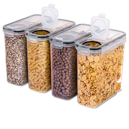 4Pcs 4L Plastic Dry Food Storage Container with Sealed Lid
