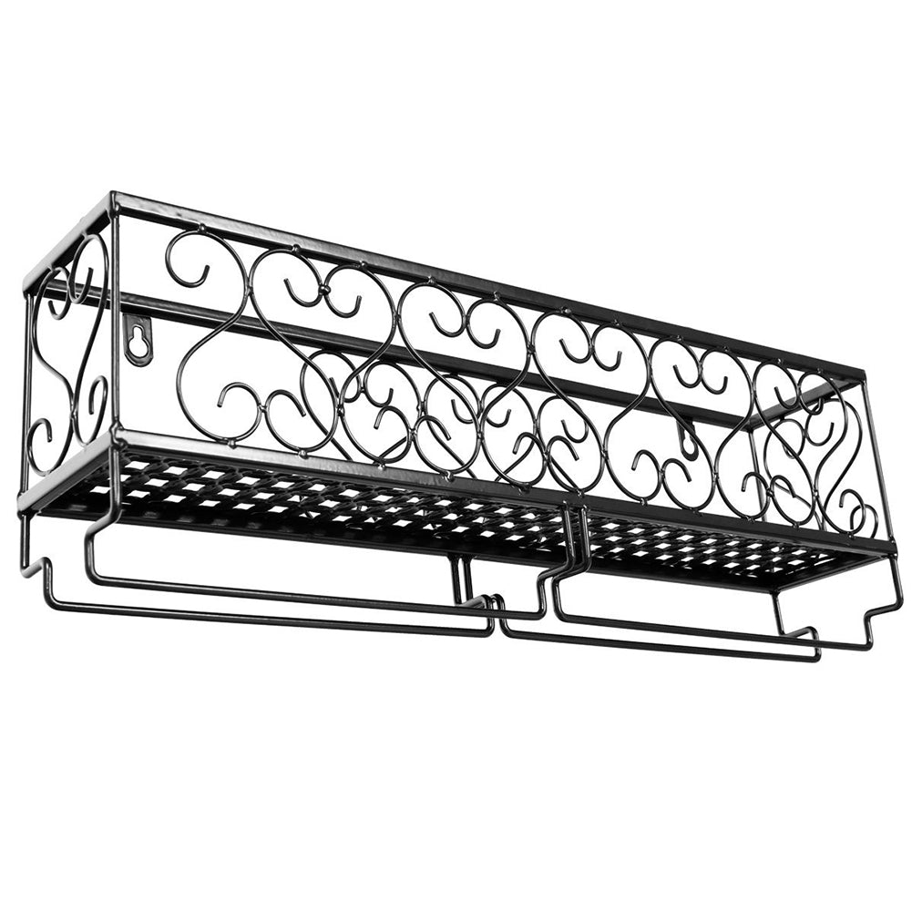 Elegant Wall-Mounted Wine Glass Rack for Upside Down Goblet and Bottle Storage