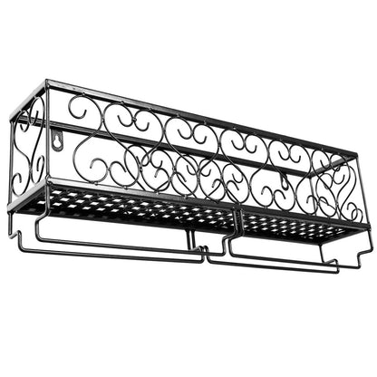 Elegant Wall-Mounted Wine Glass Rack for Upside Down Goblet and Bottle Storage