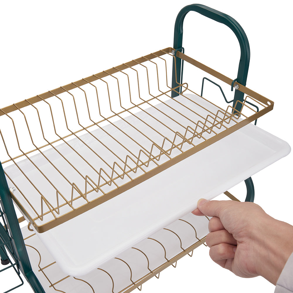 Kitchen 2-Tier Carbon Steel Dish Rack
