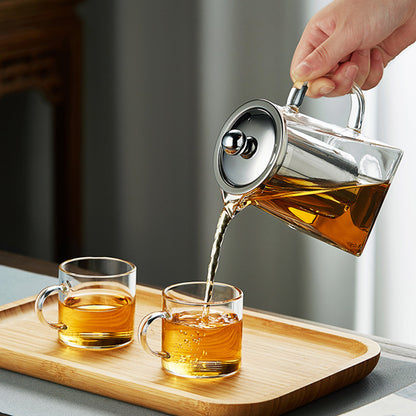 950ML Clear Square Glass Teapot with Infuser