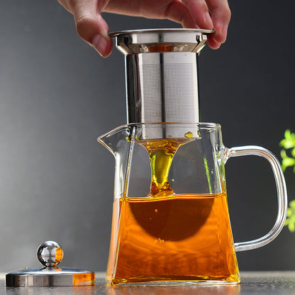 950ML Clear Square Glass Teapot with Infuser