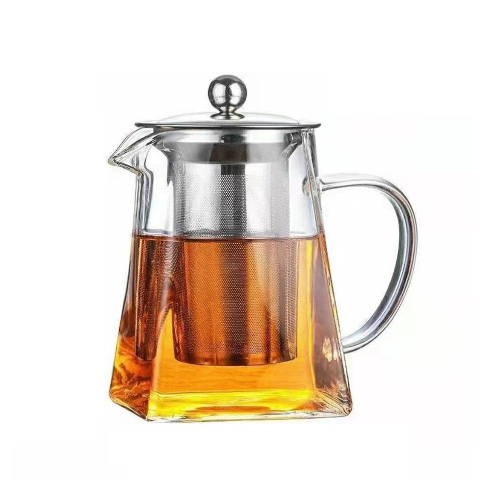 950ML Clear Square Glass Teapot with Infuser