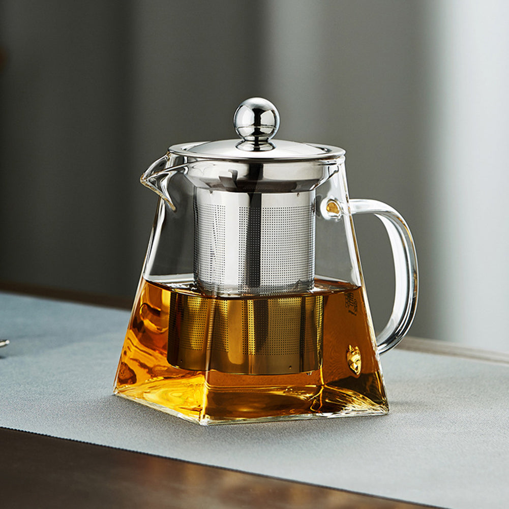 950ML Clear Square Glass Teapot with Infuser