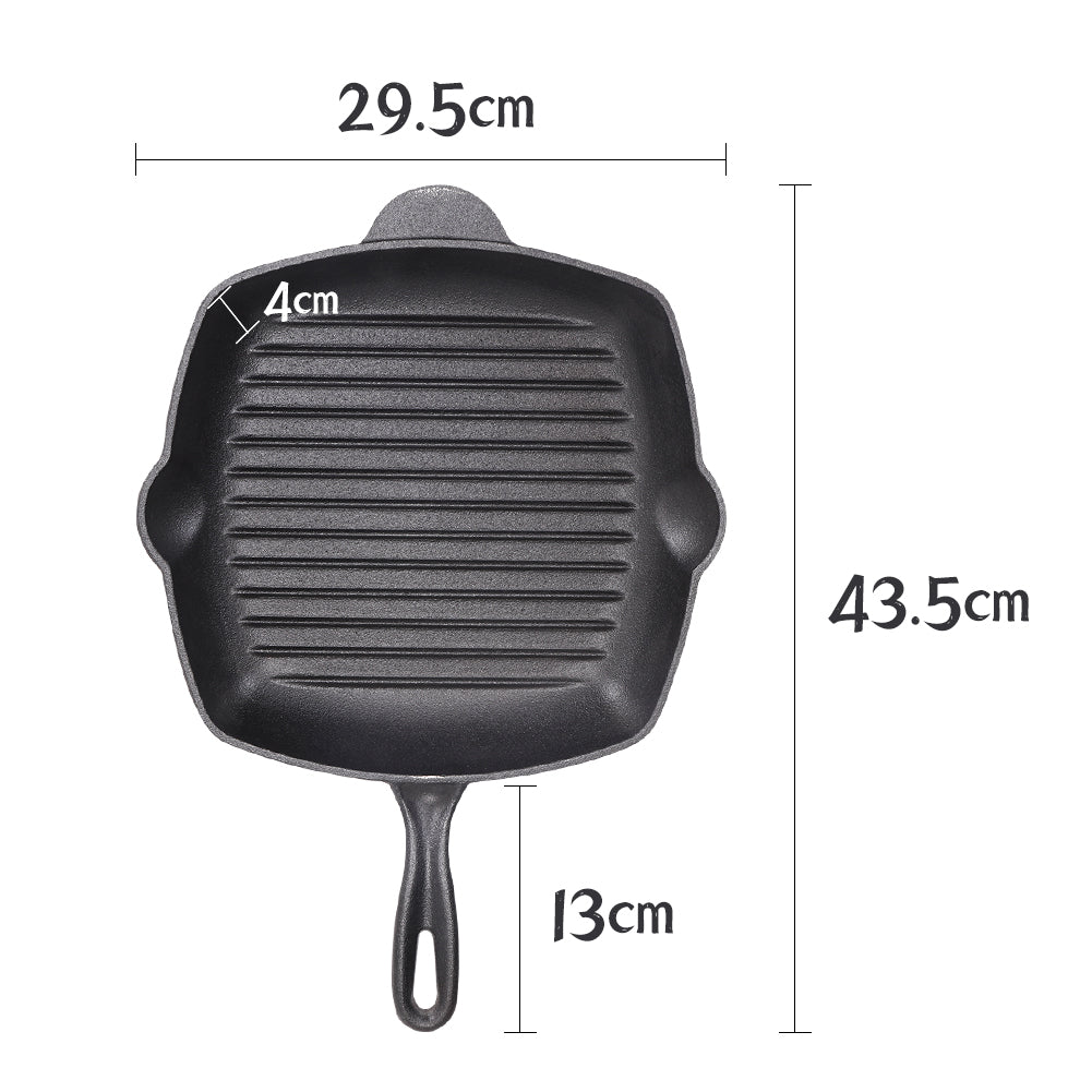 Square Cast Iron Grill Pan with Pour Spouts