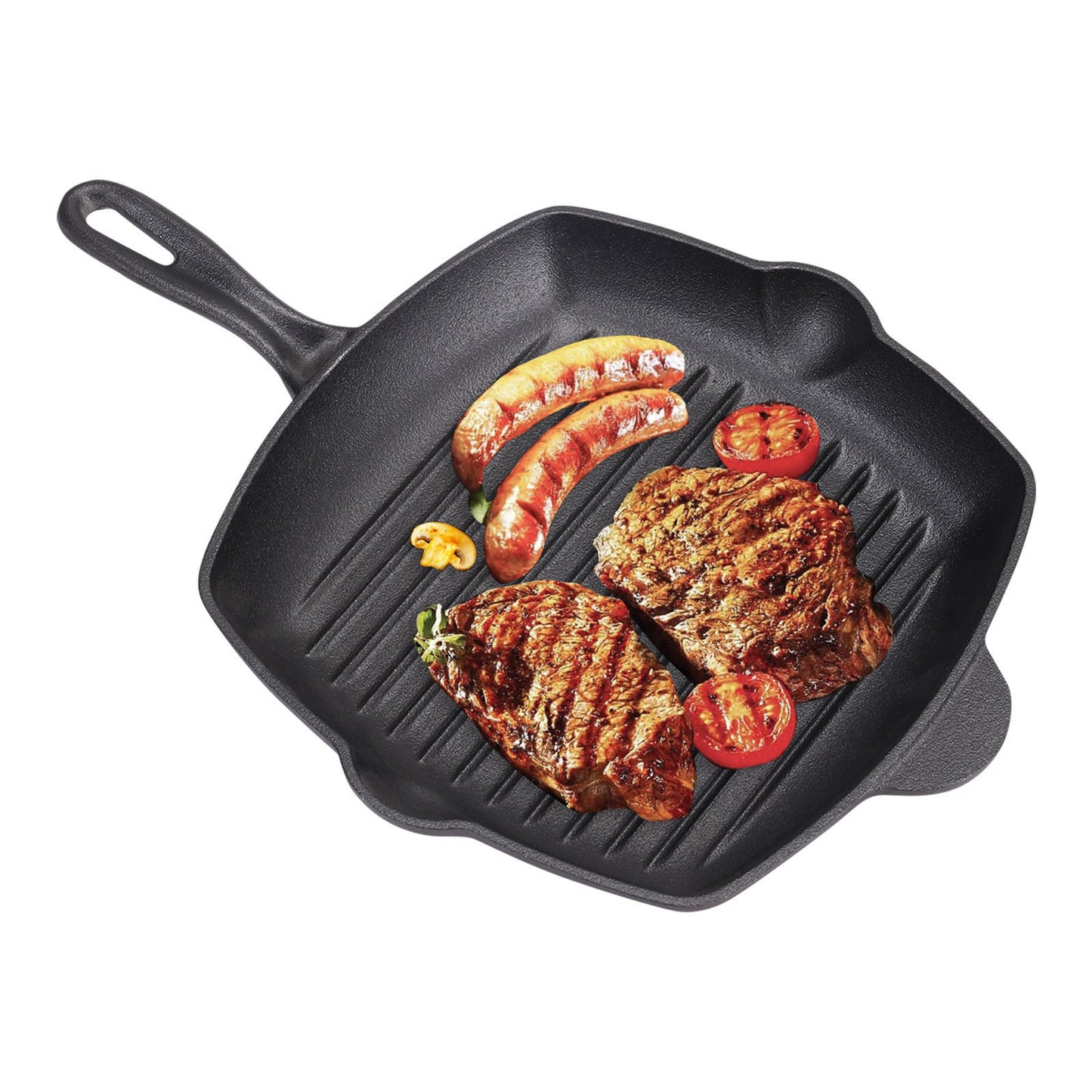 Square Cast Iron Grill Pan with Pour Spouts