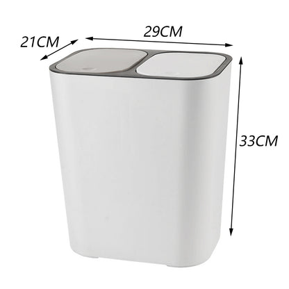 Kitchen 15L Rubbish Dustbin Double Section Recycling Bin
