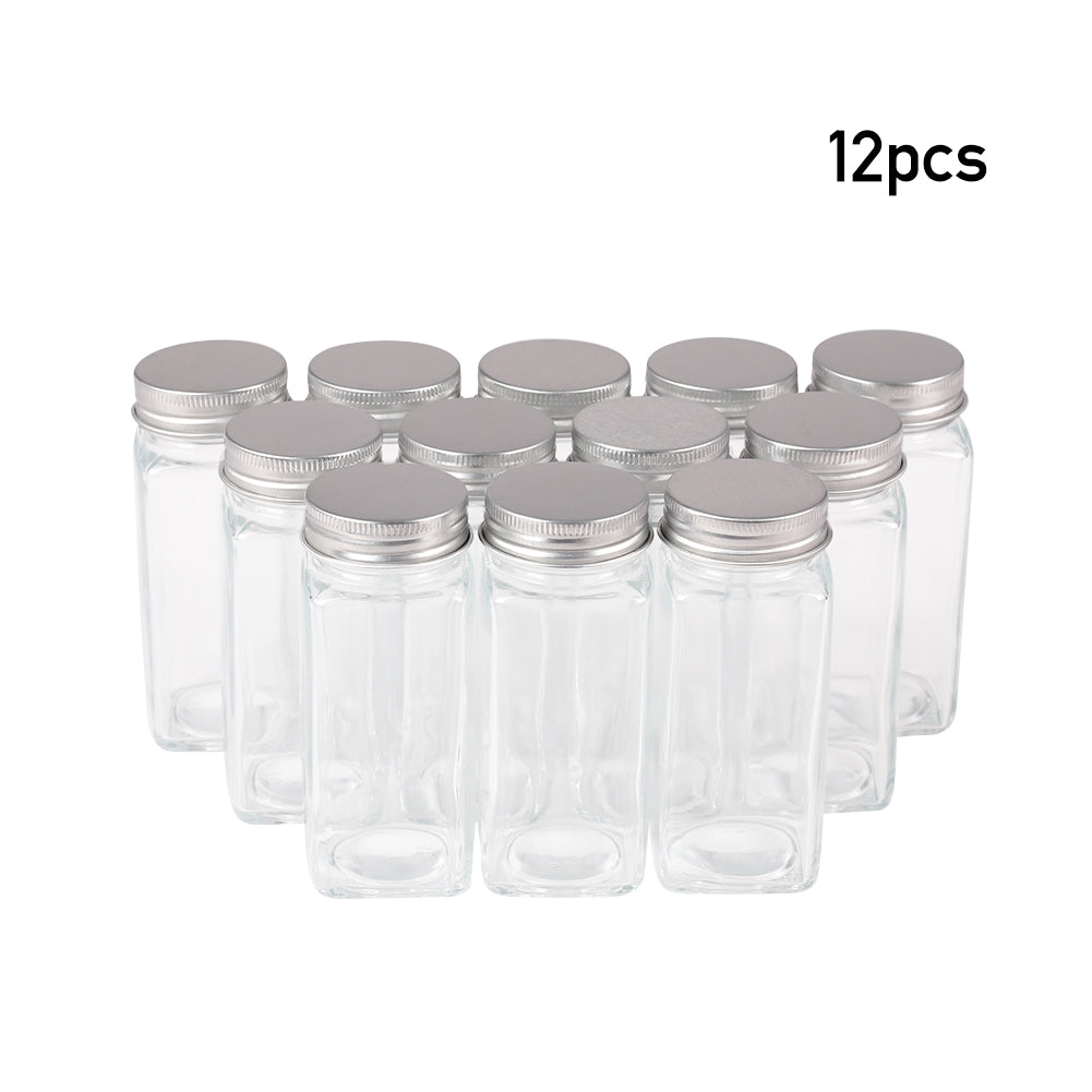 12Pcs Glass Spice Jars with Metal Lids