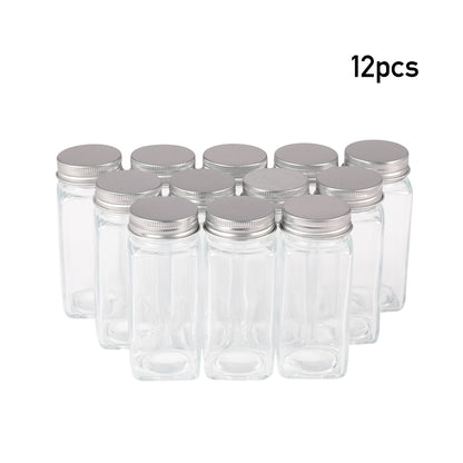 12Pcs Glass Spice Jars with Metal Lids