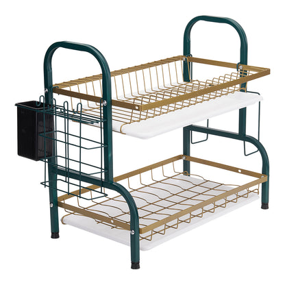 Kitchen 2-Tier Carbon Steel Dish Rack