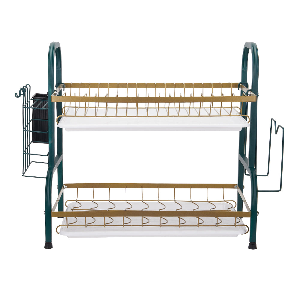 Kitchen 2-Tier Carbon Steel Dish Rack