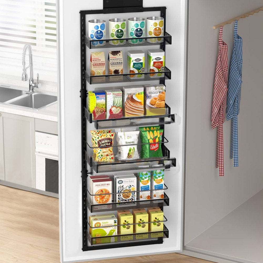 Black Steel Over-the-Door Kitchen Pantry Organizer