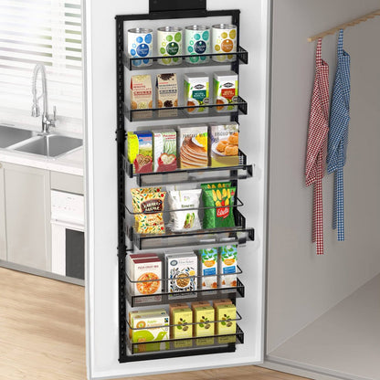 Black Steel Over-the-Door Kitchen Pantry Organizer