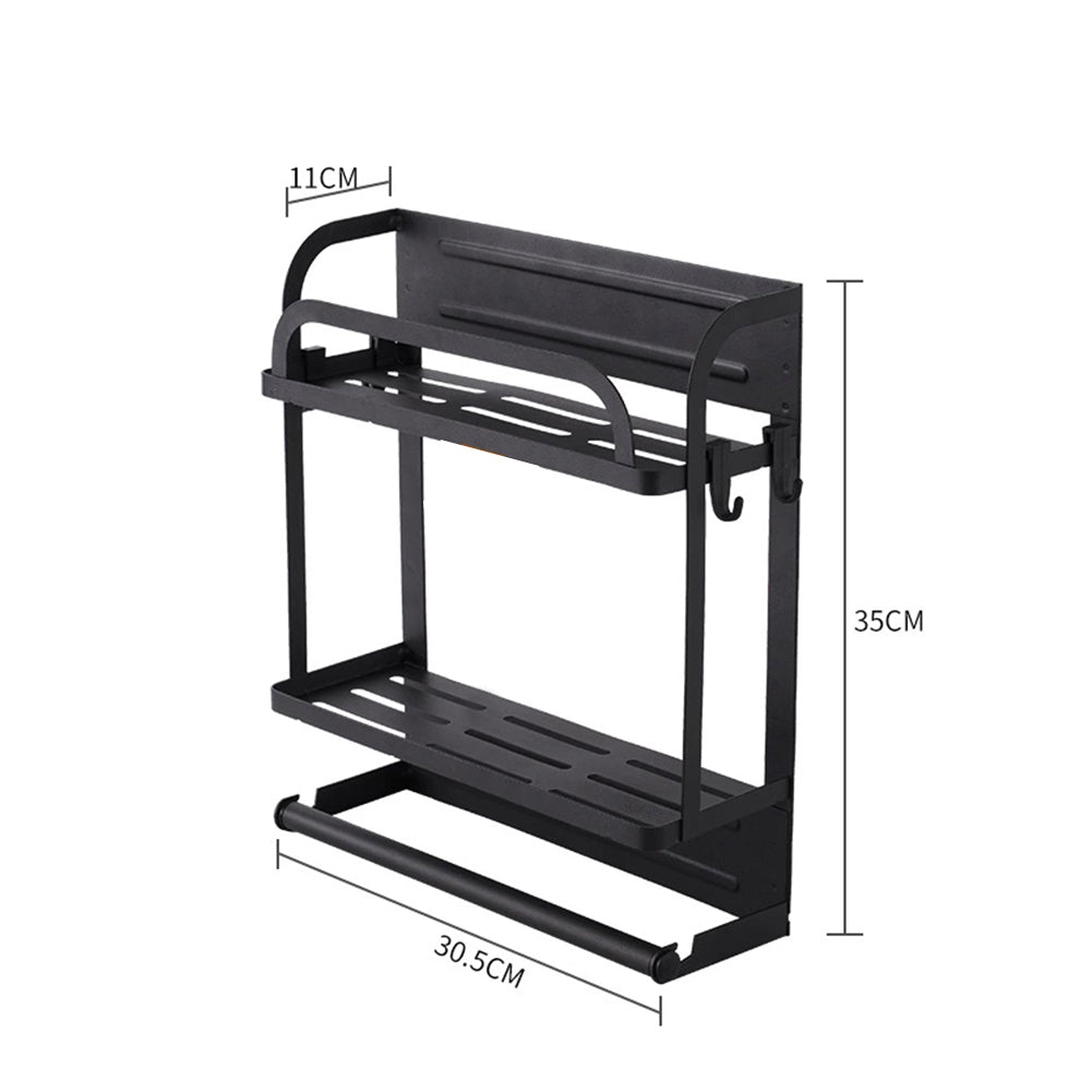 2-Tier Magnetic Fridge Organizer with Paper Towel Holder