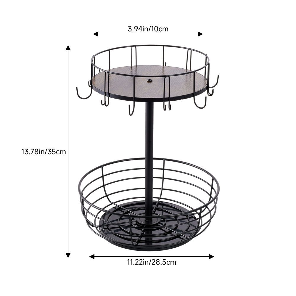2-Tier Multifunction Rotation Countertop Organizer Storage Rack