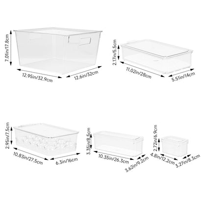 Stackable Clear Fridge Organisers Storage Boxes Set