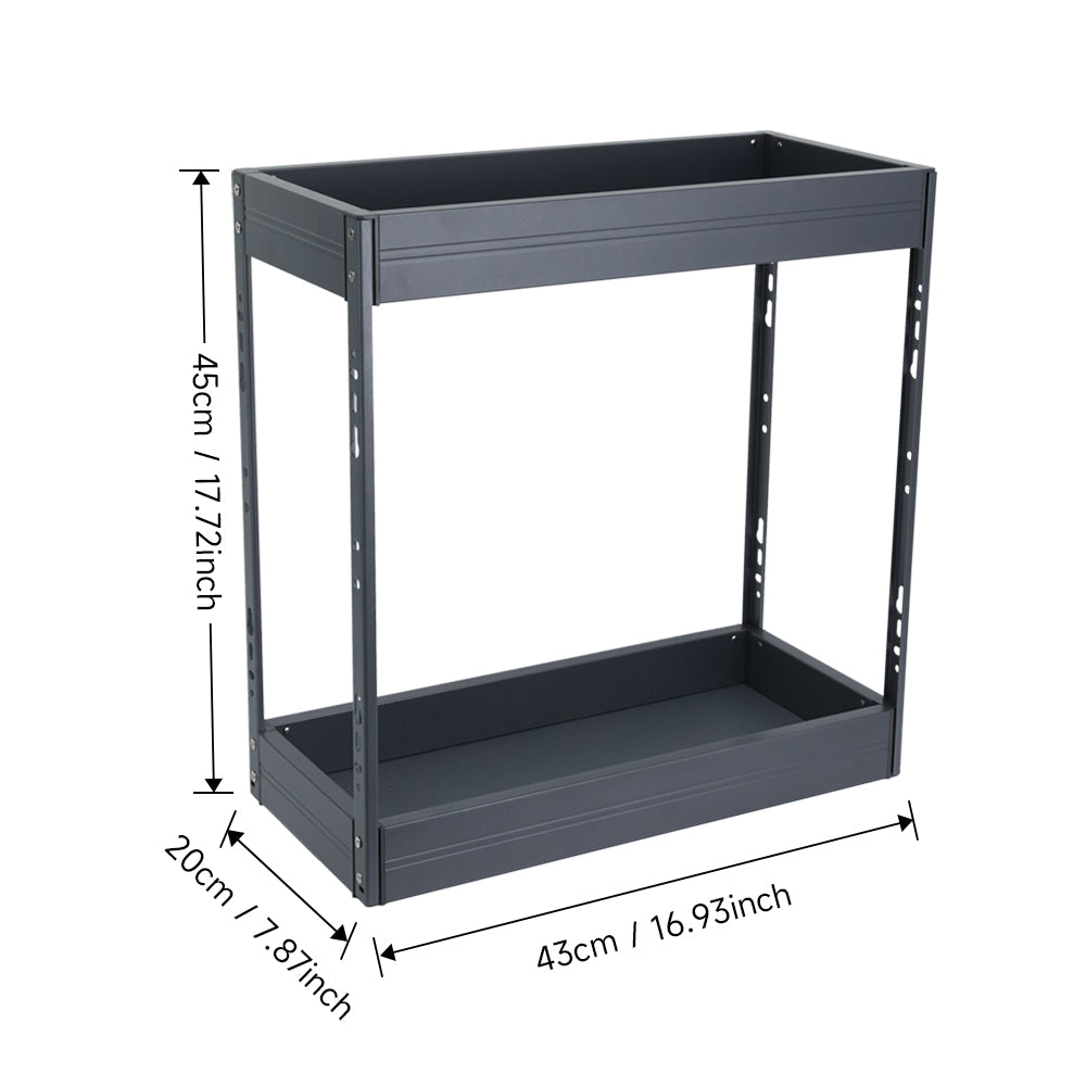 2-Tier Kitchen Cabinet Pull Out Aluminium Shelf