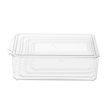 Set of 4 Stackable Clear Fridge Organisers Storage Boxes