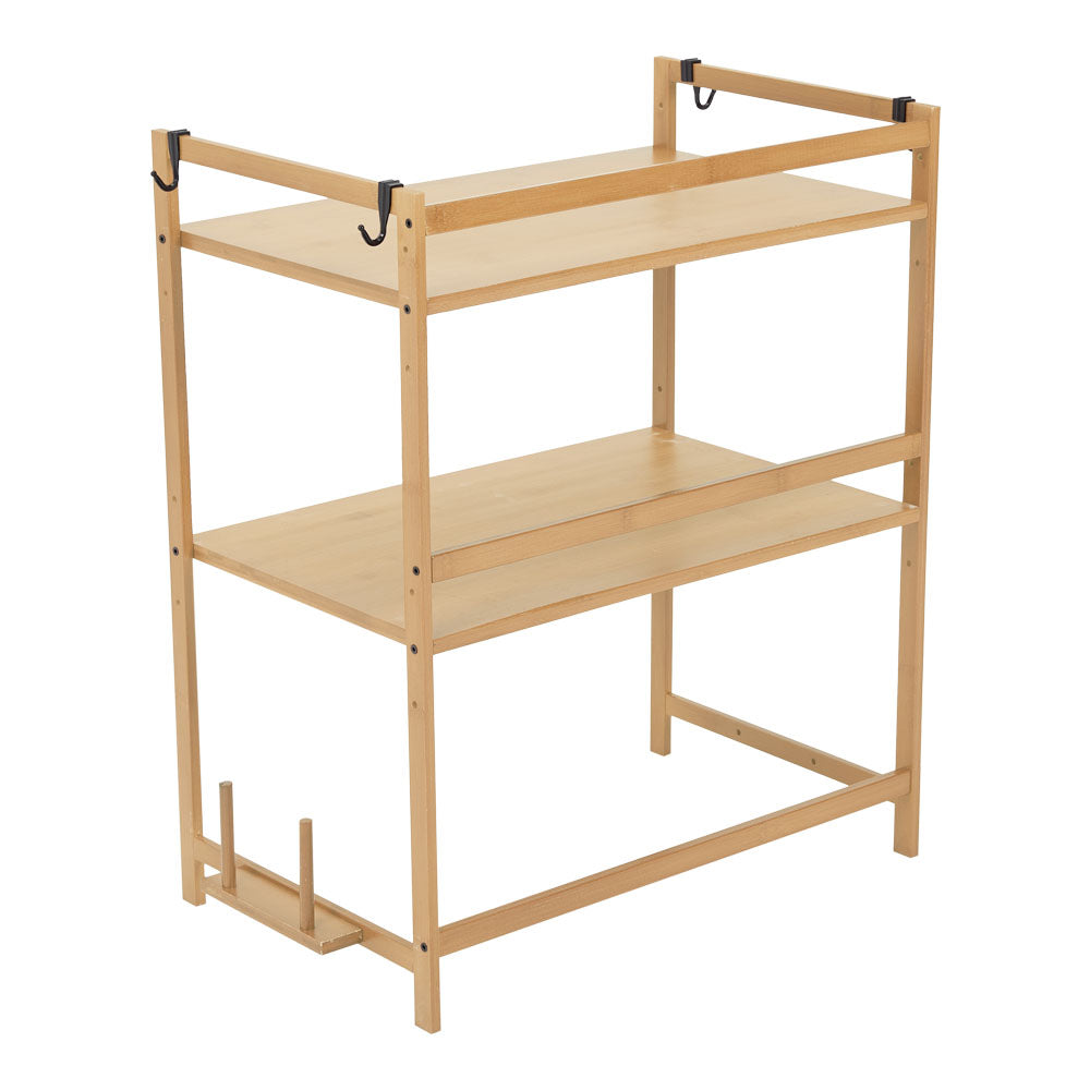 Wooden Spice Rack Organizer with Hooks