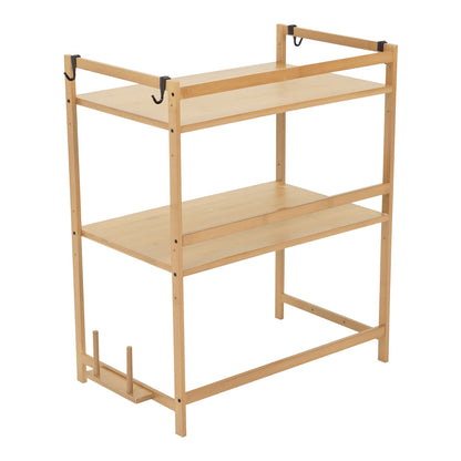 Wooden Spice Rack Organizer with Hooks