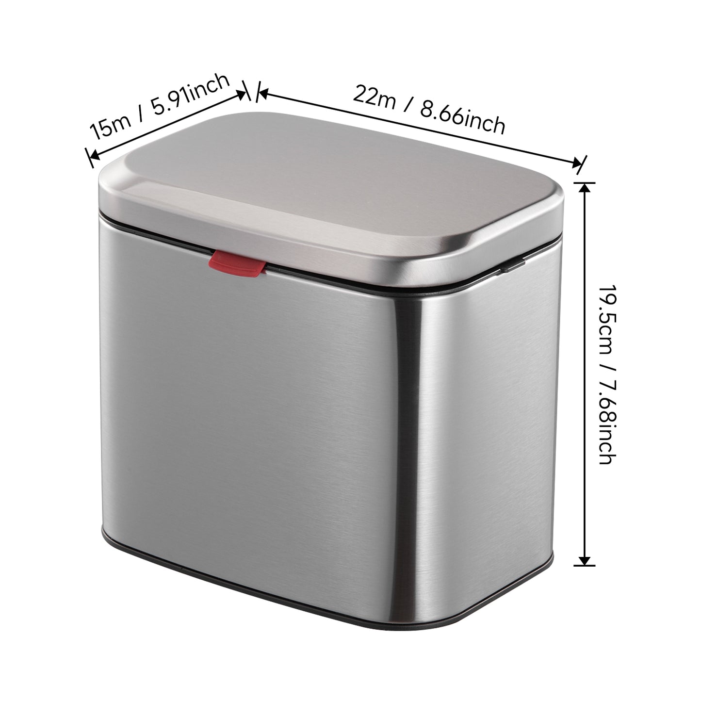 4L Stainless Steel Hanging Trash Bin with Lid Kitchen Garbage Can