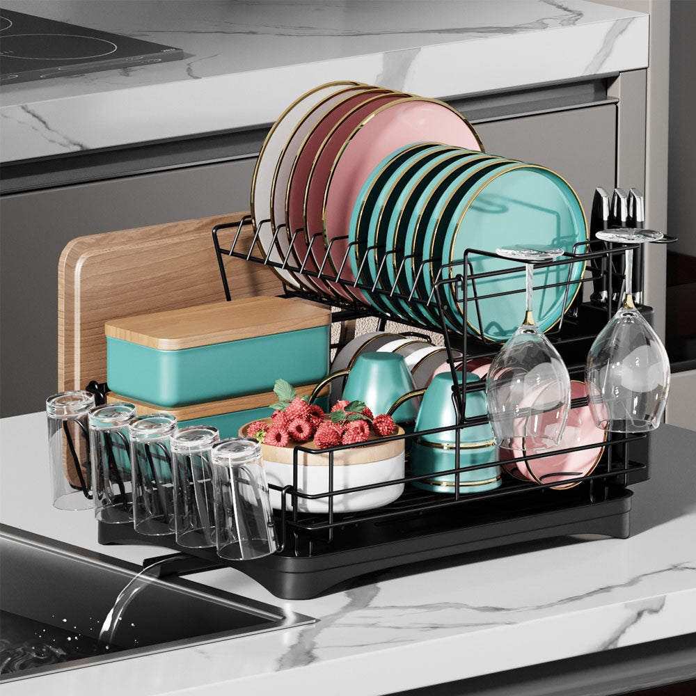 Multifunctional 2 Tier Detachable Dish Drainer Rack