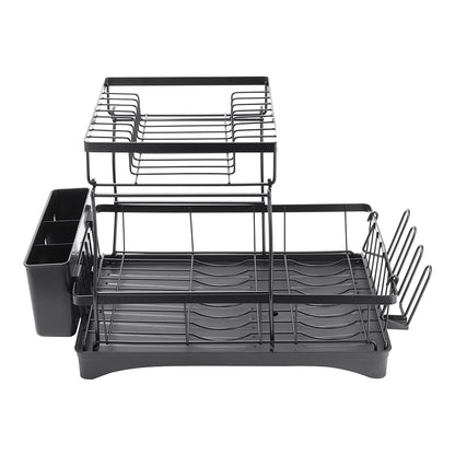 Steel Dish Rack with Utensil and Glass Holder