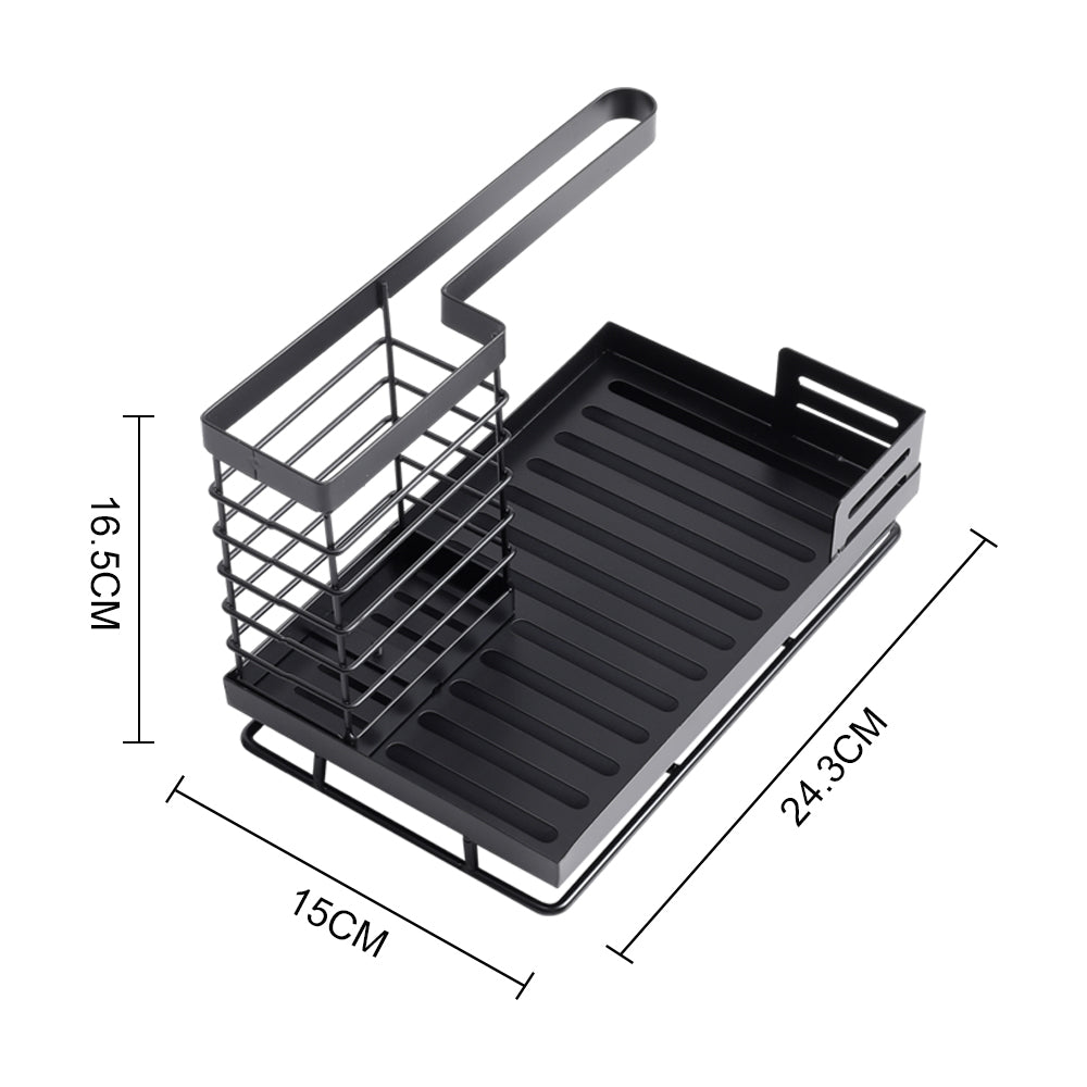 Black Steel Kitchen Sink Caddy Organizer