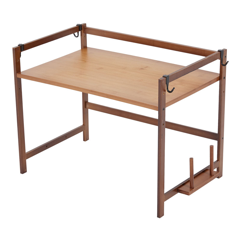 Wooden Spice Rack Organizer with Hooks