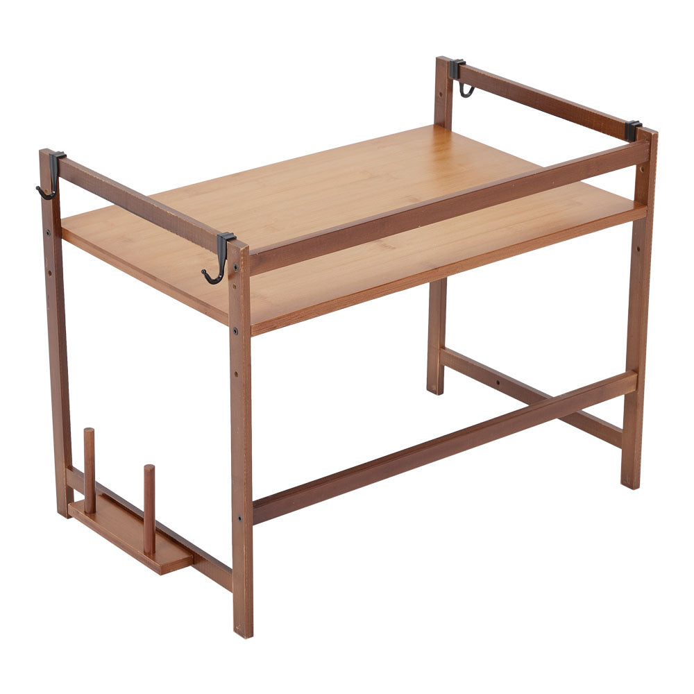 Wooden Spice Rack Organizer with Hooks